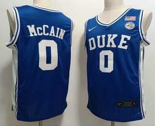 Mens Duke Blue Devils #0 Jared McCAIN Blue College Basketball Jersey->->NBA Jersey